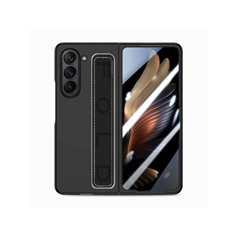 Genuine Leather Phone Case With Wristband Compatible Gift Samsung Galaxy Z Fold5 5G (Black):For Samsung Galaxy Z Fold5 5G Black 5423855227104
