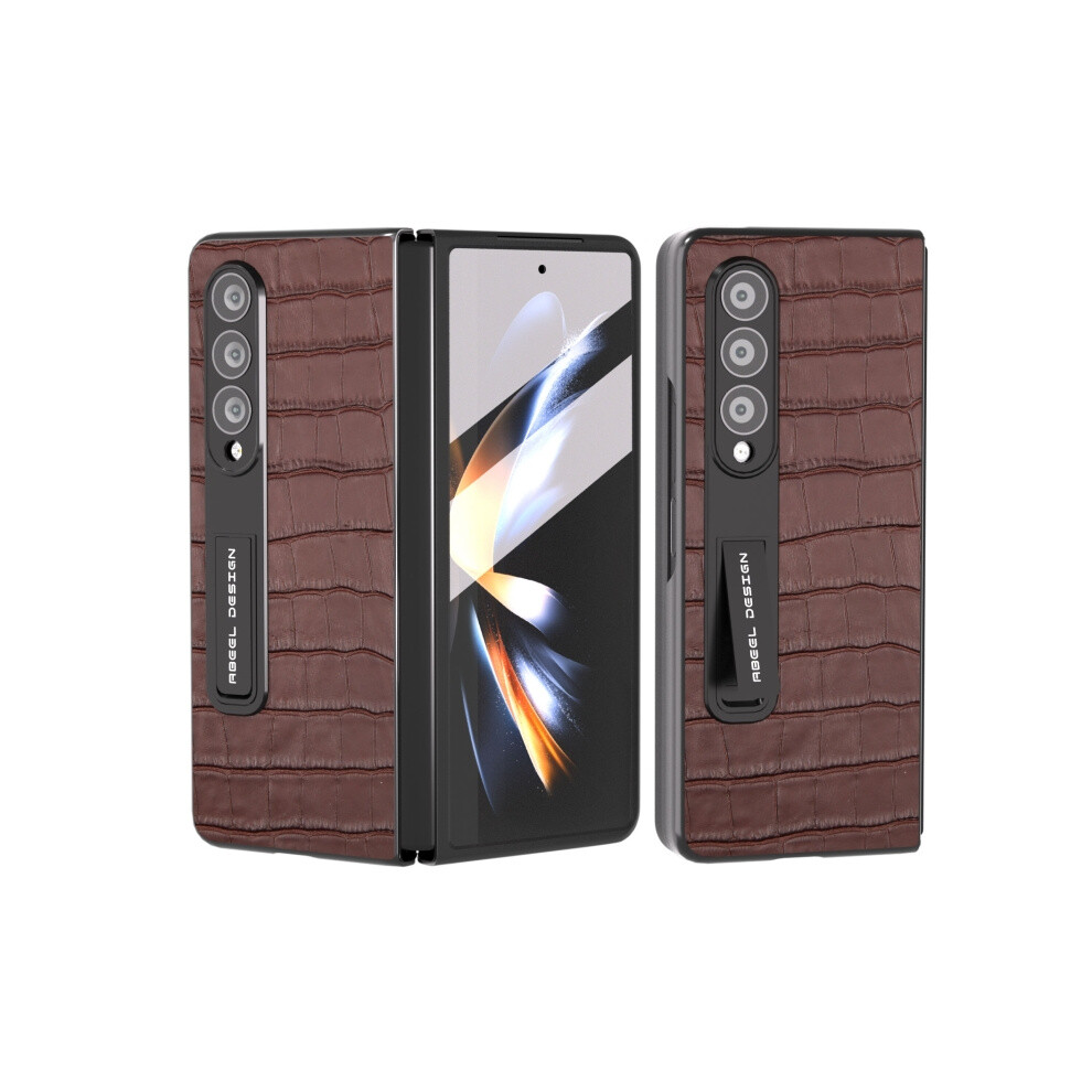 Compatible Gift Samsung Galaxy Z Fold4 5G Integrated Crocodile Texture Genuine Leather Phone Case(Brown):For Samsung Galaxy Z Fold4 5G Brown 7682067334873