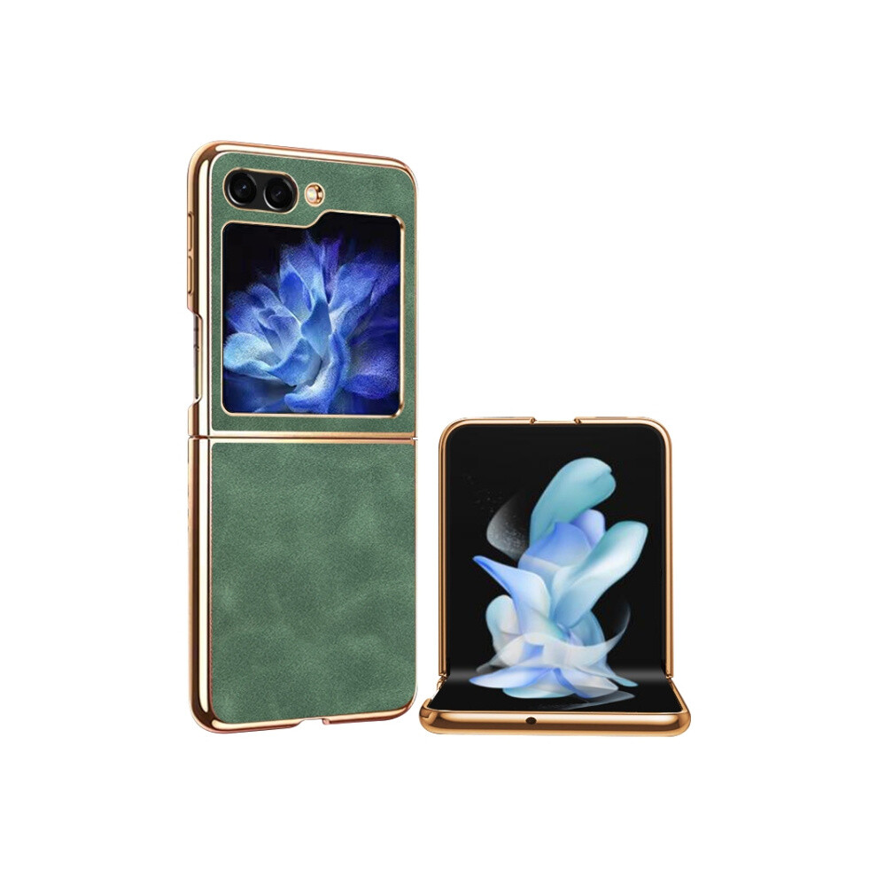 Electroplated Lambskin Folding Phone Case Compatible Gift Samsung Galaxy Z Flip5 (Azure ):For Samsung Galaxy Z Flip5 Green 5909177285713