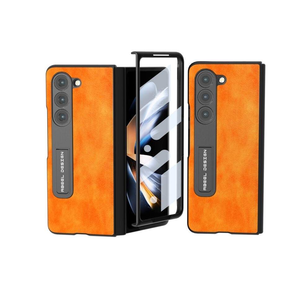 Abeel Integrated Dual-Color Pebbled Texture Pu Phone Case With Stand Compatible Gift Samsung Galaxy Z Fold5:for Samsung Galaxy Z Fold5 3472763134228