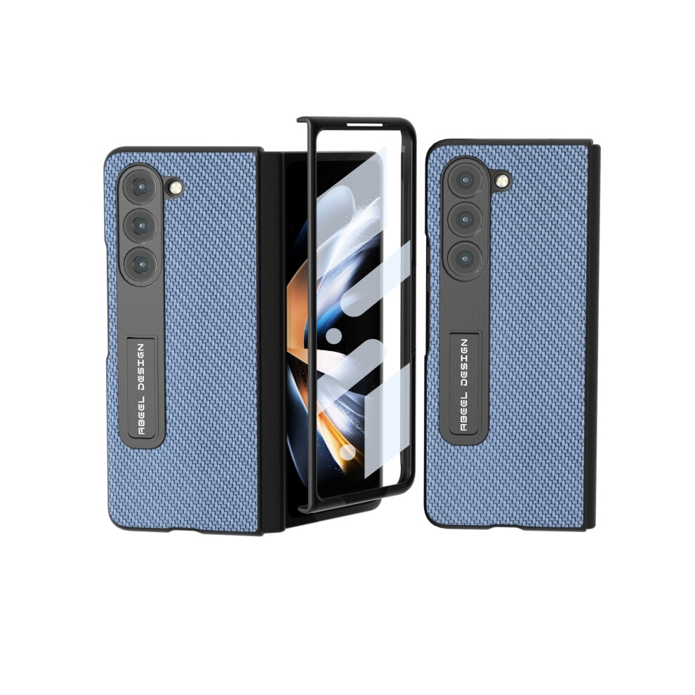 Abeel Integrated Carbon Fiber Textured Phone Case With Stand Compatible Gift Samsung Galaxy Z Fold5 ( Blue):For Samsung Galaxy Z Fold5 Light/Blue 3472763134532