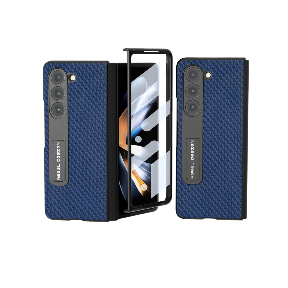 Abeel Integrated Carbon Fiber Texture Phone Case With Stand Compatible Gift Samsung Galaxy Z Fold5 ( Blue):For Samsung Galaxy Z Fold5 Dark/Blue 3472763134549