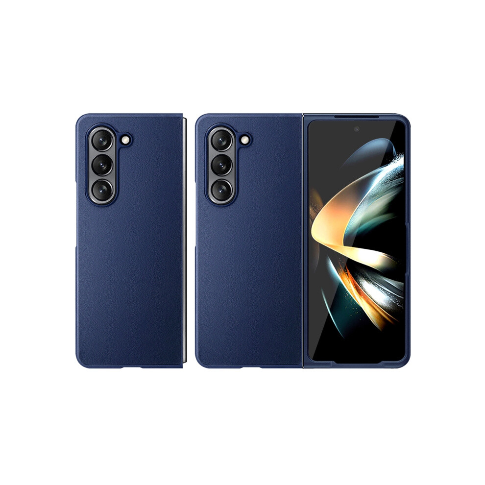 Compatible Gift Samsung Galaxy Z Fold5 Hbc-212 Integrated Plain Leather Folding Phone Case(Blue):For Samsung Galaxy Z Fold5 Blue 7326887305179