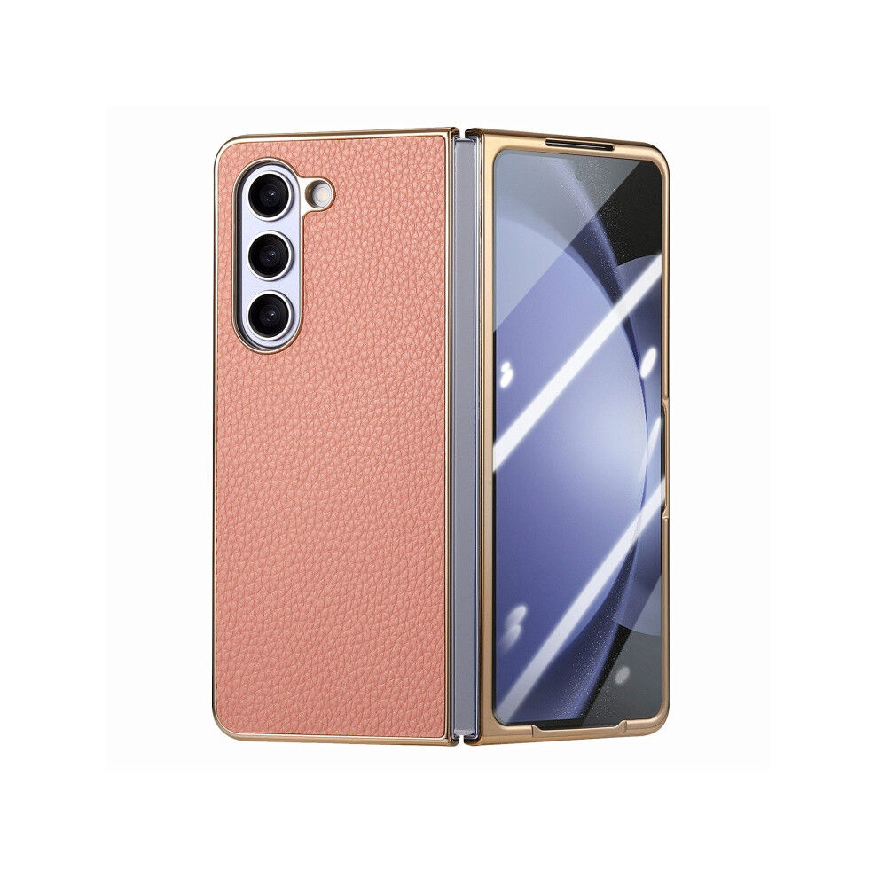 Compatible Gift Samsung Galaxy Z Fold5 5G Integrated Film Electroplated Leather Phone Case(Rose ):For Samsung Galaxy Z Fold5 5G Gold 7326887305476