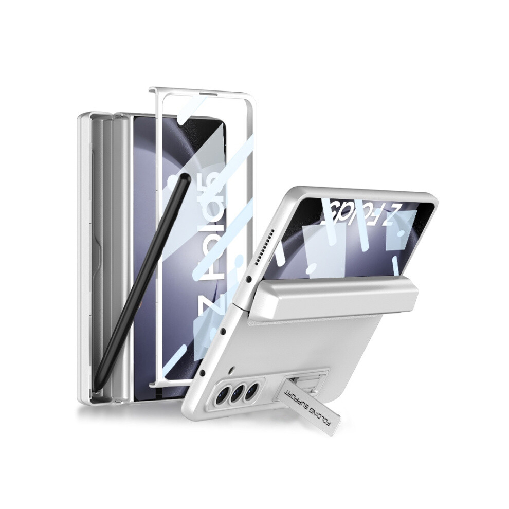 Compatible Gift With Samsung Galaxy Z Fold5 Gkk Magnetic Folding Full-Coverage Case With Pen Holder (Elegant ).:For Samsung Galaxy Z Fold5 Silver 3557559196335