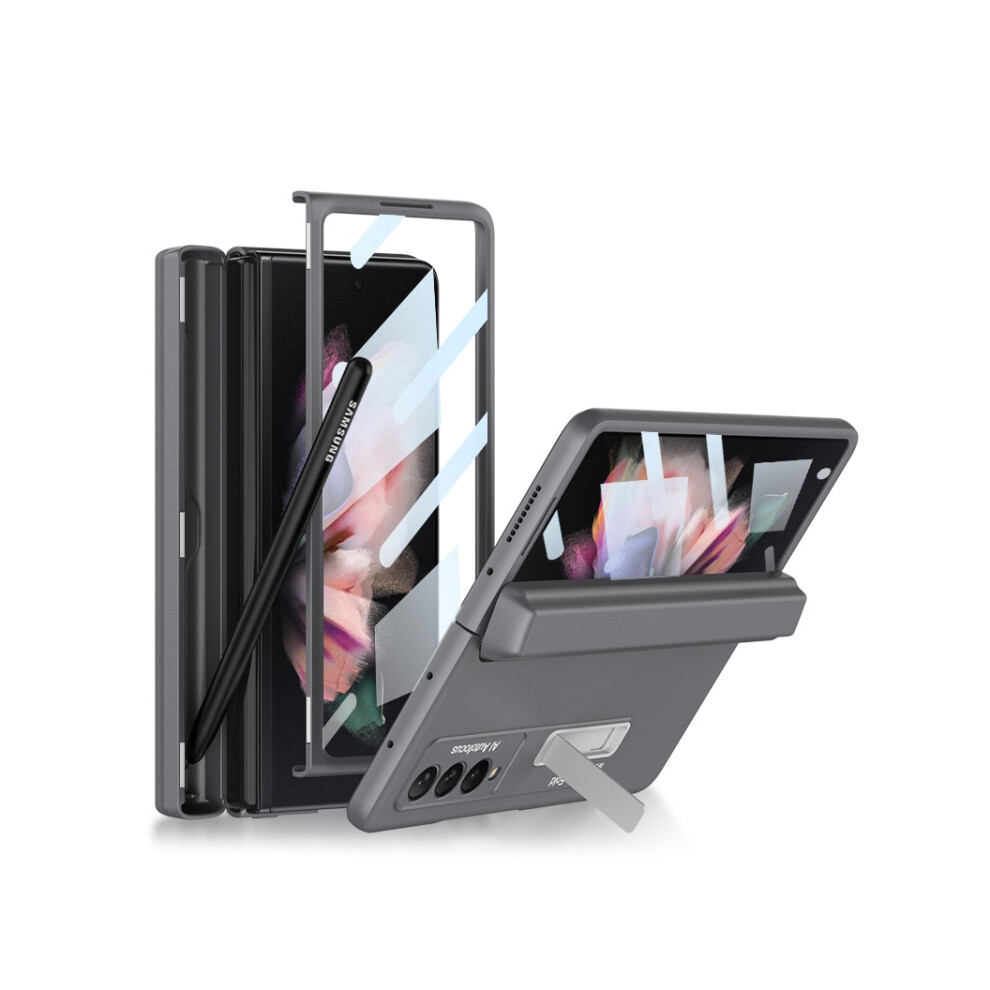 Gkk Case And Screen Protector Integrated Magnetic Folding Full Coverage Case With Pen Case Compatible Gift Samsung Galaxy Z Fold3 5G (Cold Mountain G 3557559196366