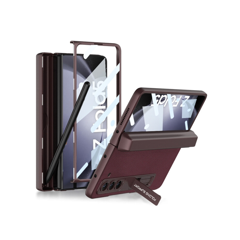Gkk Magnetic Folding Vegan Leather Phone Case With Pen Case Compatible Gift Samsung Galaxy Z Fold5 (Wine ):For Samsung Galaxy Z Fold5 Red 5423855227050