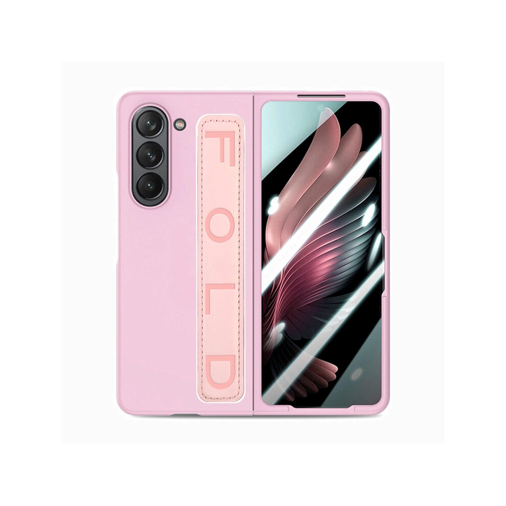 Genuine Leather Phone Case With Wristband Compatible Gift Samsung Galaxy Z Fold5 5G (Pink):For Samsung Galaxy Z Fold5 5G Pink 5423855227173