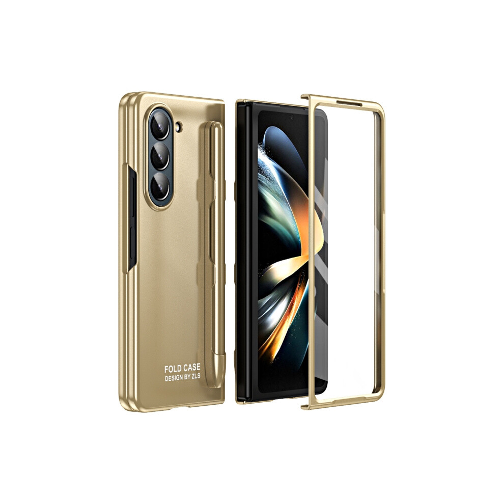 Compatible Gift Samsung Galaxy Z Fold5 5G Premium Series Integrated Case And Screen Protector Ag Frosted Folding Phone Case With Pen Slot (Champagne 7682067334613