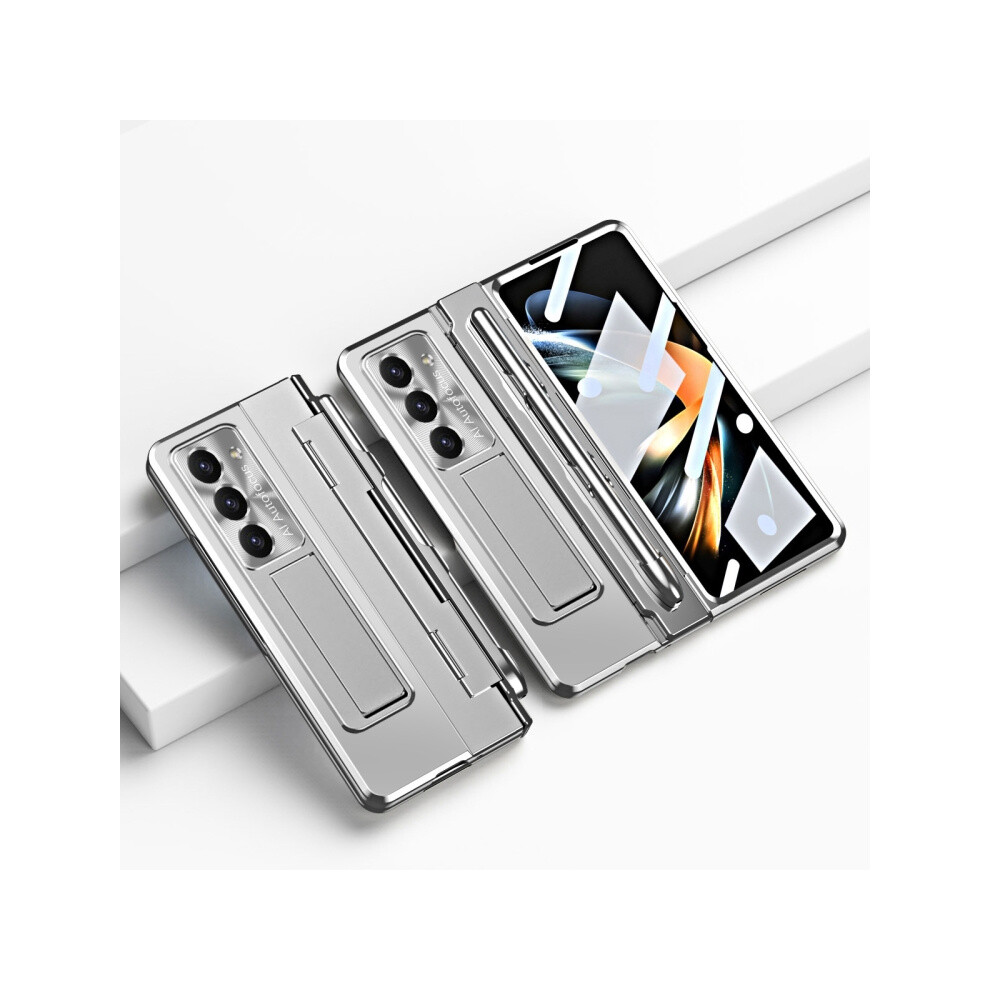 Compatible Gift Samsung Galaxy Z Fold5 5G Armor Series Integrated Folding Hinge Phone Case With Stylus (Elegant Silver):For Samsung Galaxy Z Fol Gold 7682067334644
