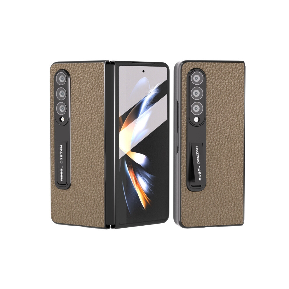 Compatible Gift Samsung Galaxy Z Fold4 5G Integrated Genuine Leather Litchi Texture Phone Case With Holder(Grey):For Samsung Galaxy Z Fold4 5G Grey 4906754170920