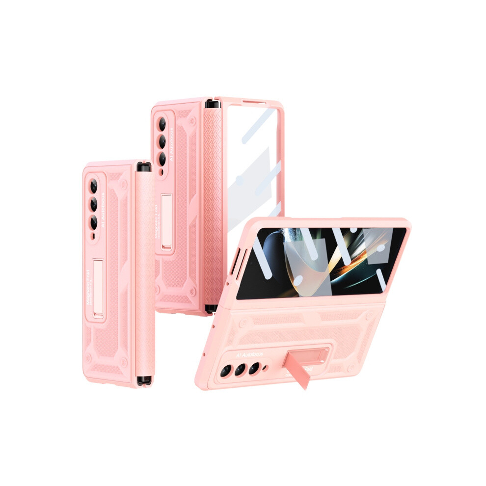 Compatible Gift Samsung Galaxy Z Fold4 5G Integrated Tpu Telescopic Hinge Phone Case With Stand(Pink): Pink 4906754171095