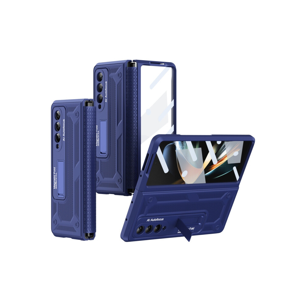 Compatible Gift Samsung Galaxy Z Fold4 5G Integrated Tpu Telescopic Hinge Phone Case With Stand (Blue): Blue 4906754171118