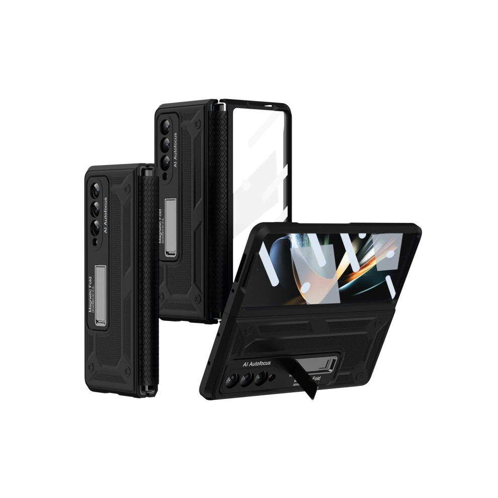 Compatible Gift Samsung Galaxy Z Fold4 5G Integrated Tpu Telescopic Hinge Phone Case With Stand (Black): Black 4906754171101