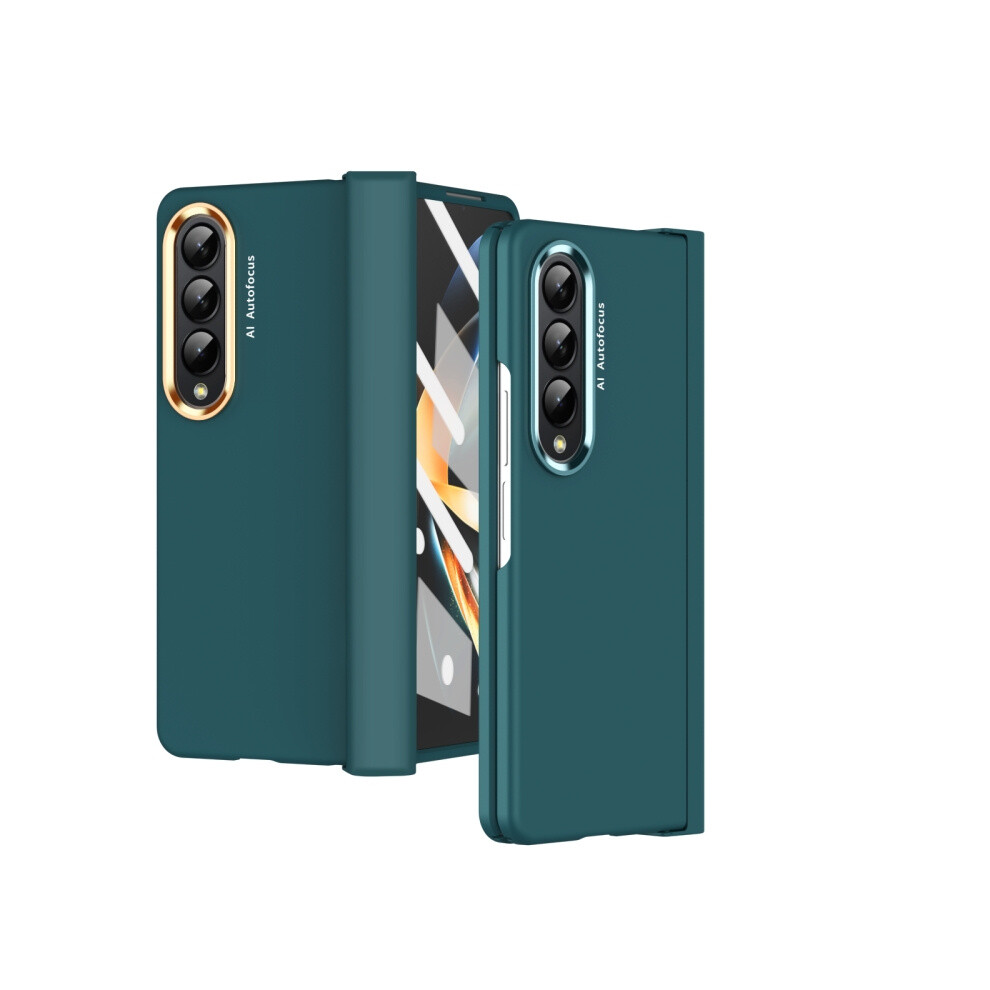 Skin-Like Electroplated Dual-Tone Contact Lens Hinge Full-Coverage Phone Case Compatible Gift Samsung Galaxy Z Fold4 5G ( Mountain Gray):Aoyama Green 4906754171187