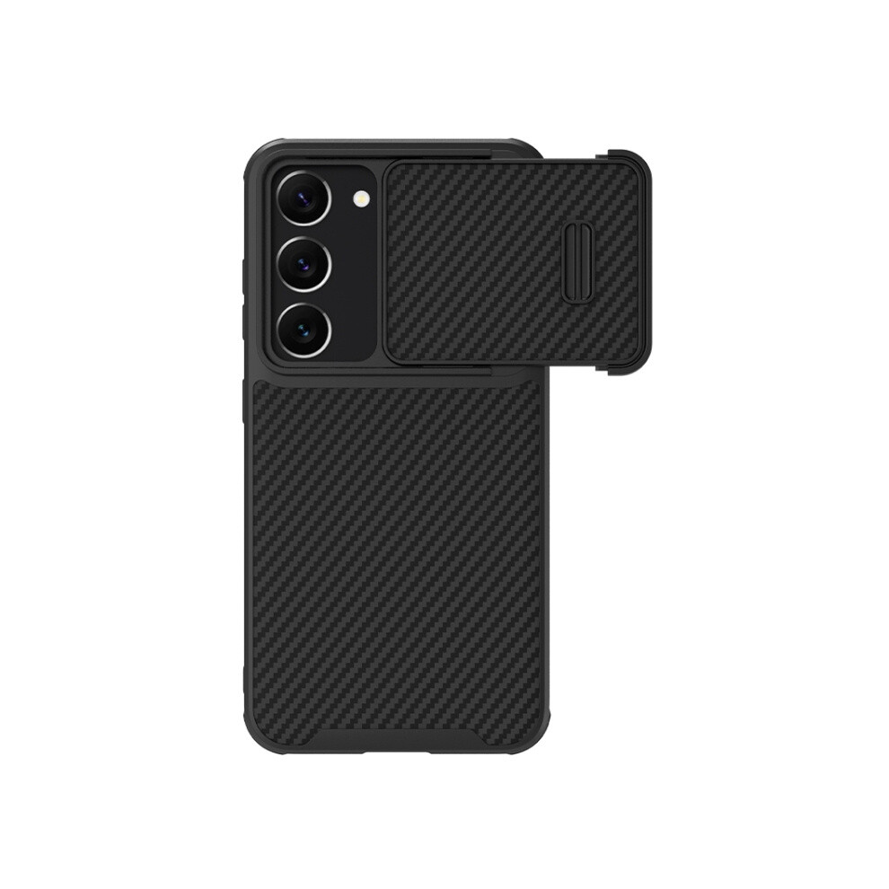 Compatible Gift Samsung Galaxy S23+ 5G Nillkin Synthetic Fiber Camshield Phone Case(Black):For Samsung Galaxy S23+ 5G Black 8323175320196