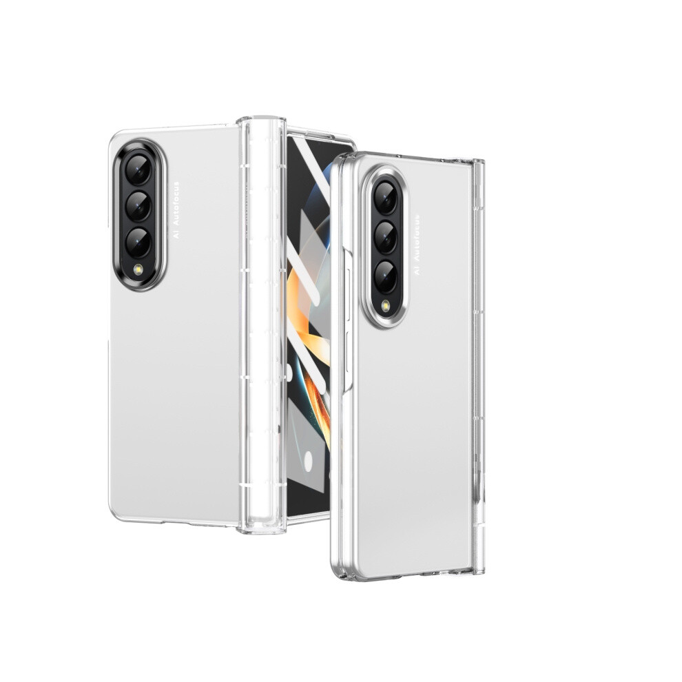 Transparent, Skin-Feel Electroplated Dual-Tone Contact Lens Hinge Full-Coverage Phone Case Compatible Gift Samsung Galaxy Z Fold4 5G.:Transparent And 4906754171194