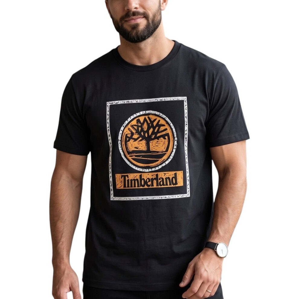 Timberland (Black, S) Mens T Shirts Tree Print Summer Top