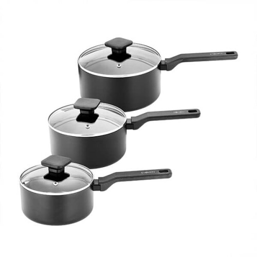 Stoven Noir 3 Piece Saucepan Set