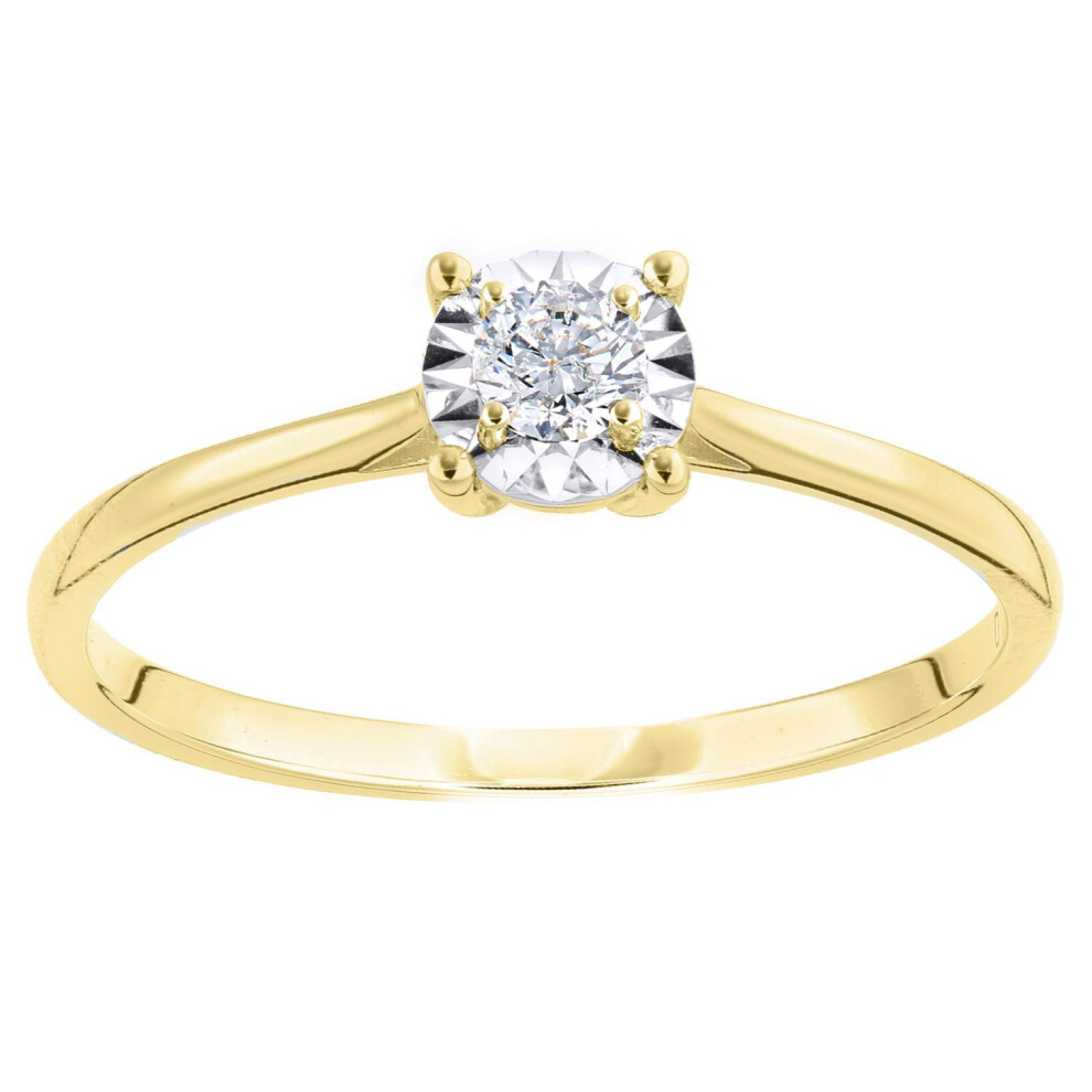 Jewelco London (L) 18Ct Gold Round 15Pts Diamond Illusion Solitaire Engagement Ring - Pr1axl2736y18 Yellow