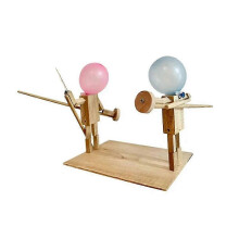 Balloon Bamboo Man Battle Handmade Woodbots Wooden Fencing Wooden Bots Battle Game