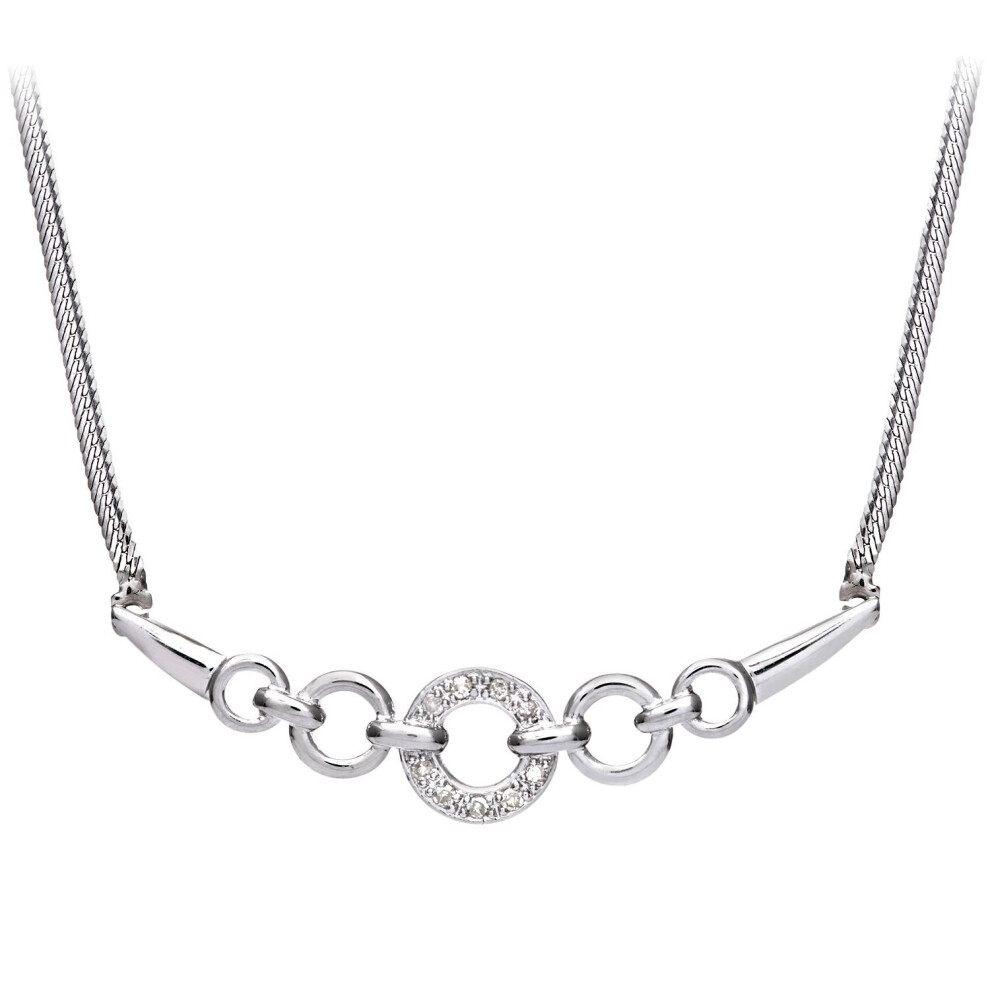 Jewelco London 9Ct White Gold Round 5Pts Diamond Circle Lavalier Necklace 18 Inch 46Cm - Pneaxl01520w