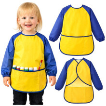 Delantal de pintura impermeable para niños con mangas, talla S