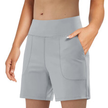 Women's Athletic Shorts Zip Pockets Shorts for Women-Gray XXL