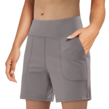 Women's Athletic Shorts  Zip Pockets  Shorts for Women-Brown S