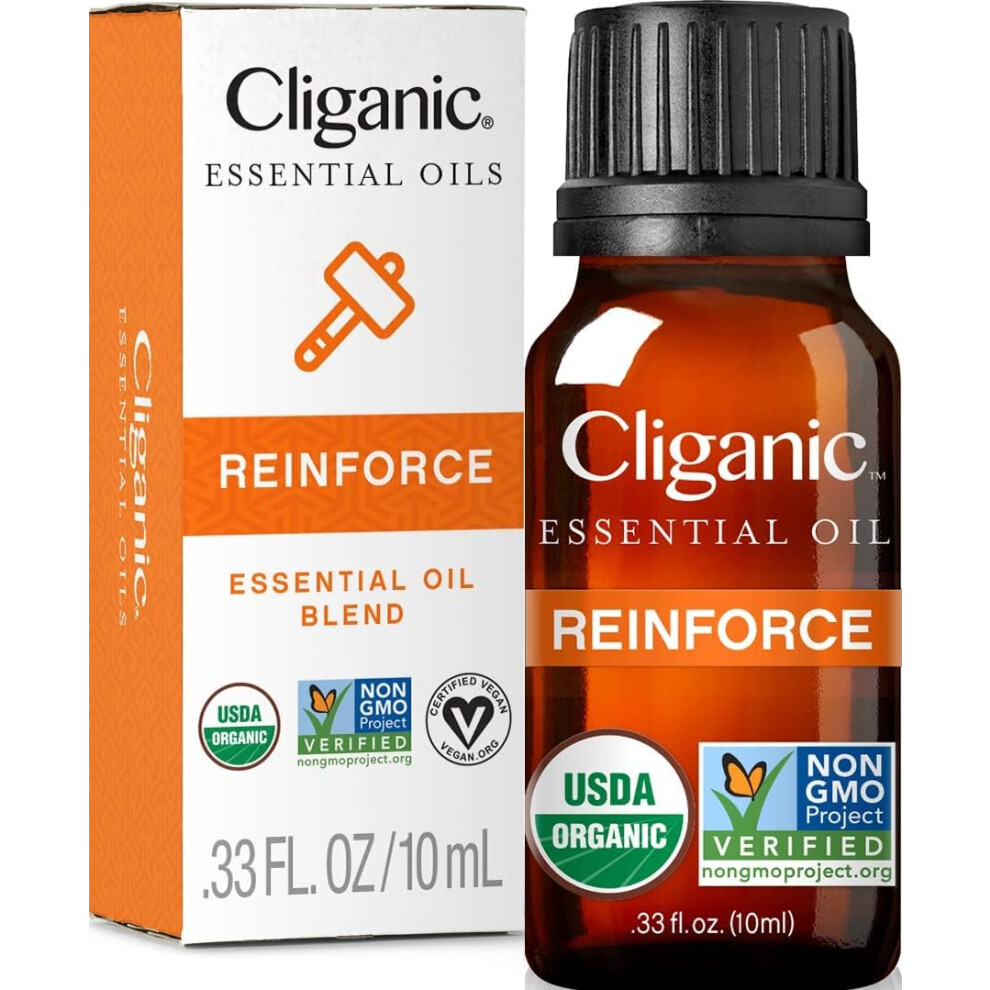 Cliganic Reinforce Essential Oil Blend - Natural Aromatherapy Oil For Diffuser Steam Distilled | Non-Gmo Verified (Reinforce)