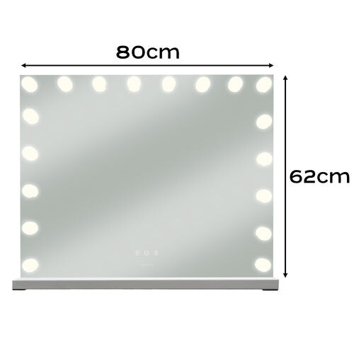 Espejo cosmético LED 80x62cm, luz regulable, control táctil 1