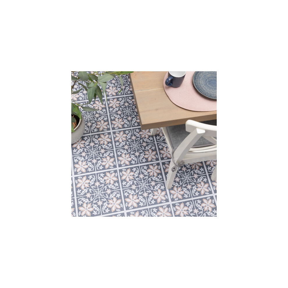 Floor Pops Lillium Blue 30.48Cm X 30.48Cm Self-Adhesive Vinyl Floor Tiles