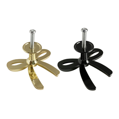 Modern Bowknot Shape Drawer Door Pulls Metal Handles Home-Black 1