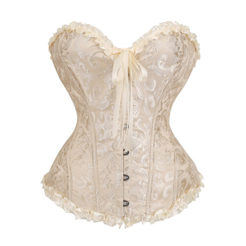 Retro Corset Undergarment Overbust Design-M champagne gold