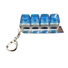 LED Light Up 4 Key Keyboard Keychain Handheld-transparent blue