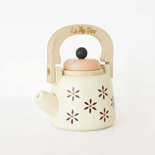 Chaleira Vintage bege com flores 2