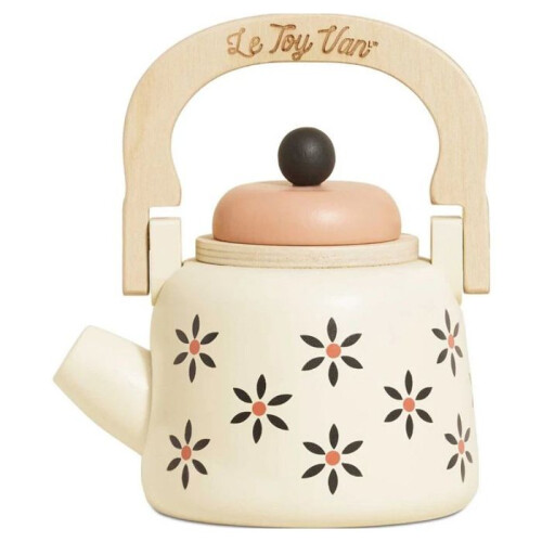 Chaleira Vintage bege com flores