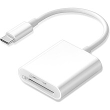 USB C SD Card Reader, Type C Card Reader with Dual Slot Memory Card Reader Trail Camera Viewer USB C to SD Card OTG Adapter