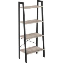 Ladder Shelf, 4-Tier Bookshelf, Bookcase, for Living Room, Bedroom, Kitchen, Home Office, Industrial Style, Steel Frame, Greige and Black