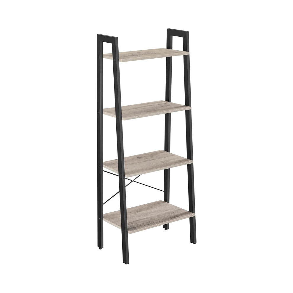 Vasagle Ladder Shelf, 4-Tier Bookshelf, Bookcase, For Living Room, Bedroom, Kitchen, Home Office, Industrial Style, Steel Frame, Greige And Black