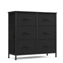 (Black) Drawer Storage Unit, Chest of Drawers for Bedroom, Closet, 5 Fabric Drawers