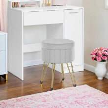(Dove Grey) Velvet Makeup Stool, Vanity Stool Chair, Small Ottoman Stool with Storage, for Makeup Room, Living Room, Bedroom