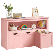 (Jelly Pink) Toy Storage for Kids, Kids Storage Unit, Storage Cabinet with Wheels, 3 Drawers, for Living Room