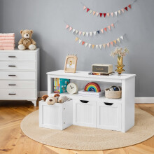 (White) Toy Storage for Kids, Kids Storage Unit, Storage Cabinet with Wheels, 3 Drawers, for Living Room