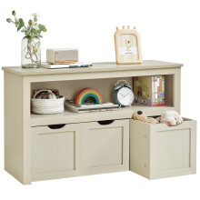 (Sand Beige) Toy Storage for Kids, Kids Storage Unit, Storage Cabinet with Wheels, 3 Drawers, for Living Room