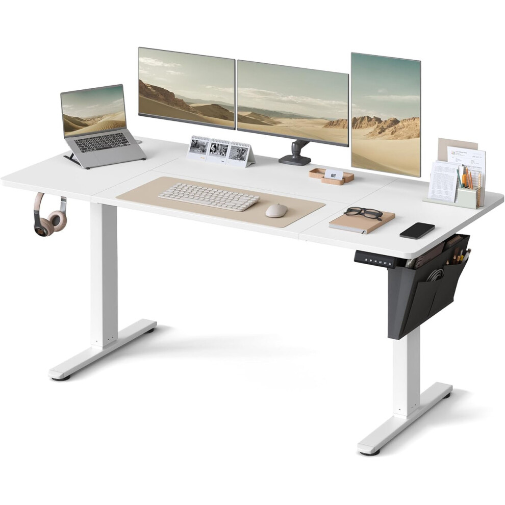 Vasagle (Cloud White) Electric Standing Desk, Height Adjustable Desk, 160 X 70 Cm, Continuous Adjustment