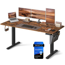 (Rustic Brown) Electric Standing Desk, Height Adjustable Desk, 160 x 70 cm, Continuous Adjustment