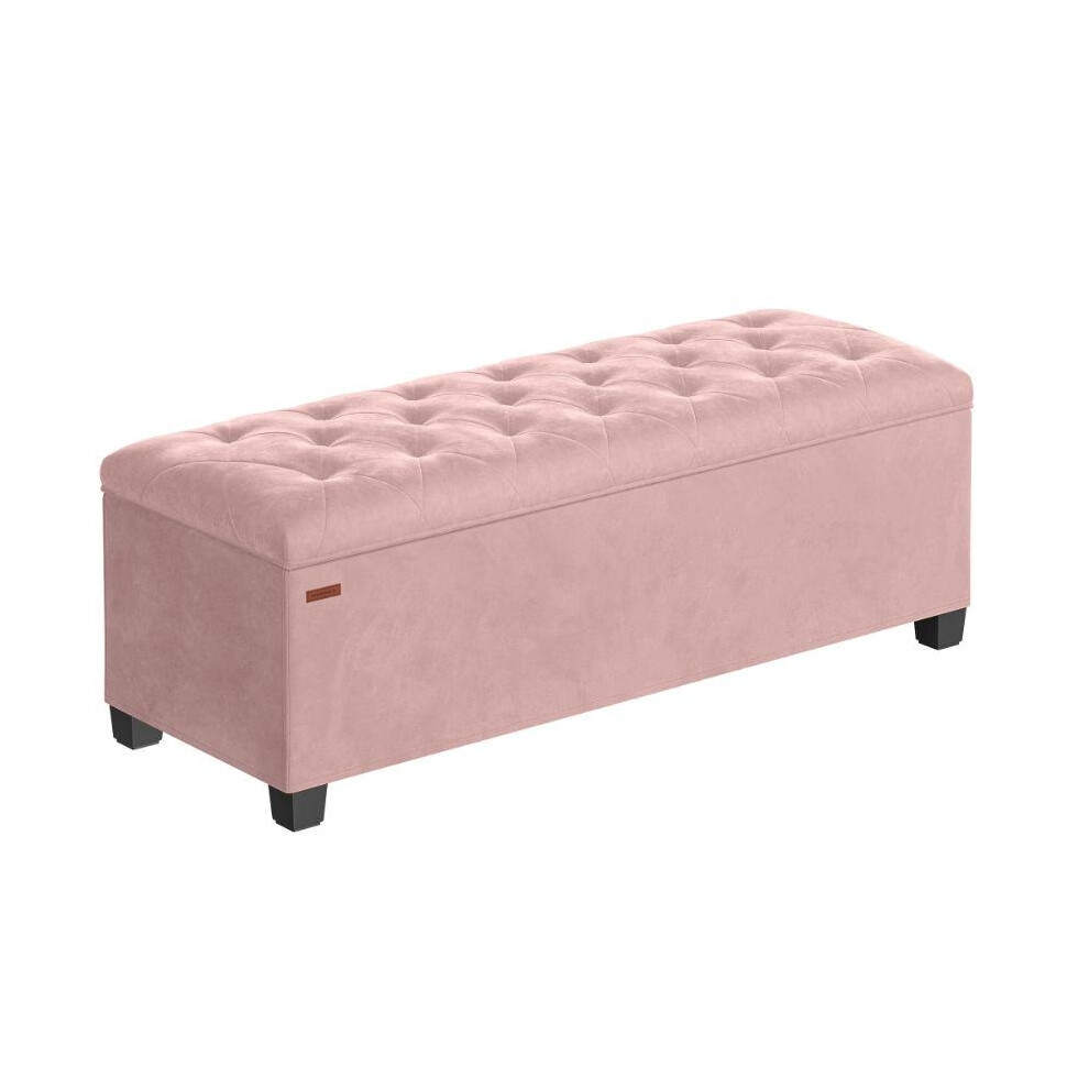 Songmics Storage Ottoman Bench, Ottoman Foot Rest With Legs, 40 X 110 X 40 Cm, End Of Bed Bench, Storage Chest, Load Up To 300 Kg, Entryway, Jelly Pink