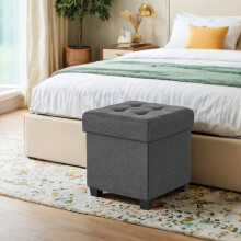 (Dark Grey) Foldable Storage Ottoman Footstool with Hidden Storage for Living Room, Bedroom or Dorm, Green