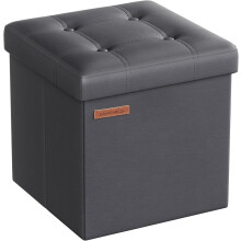 (Slate Grey) Storage Ottoman, 38 cm Folding Foot Rest Stool, Ottoman Storage Box, Easy Assembly, for Living Room